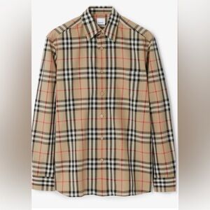 Burberry Tan and Black Button Down Shirt